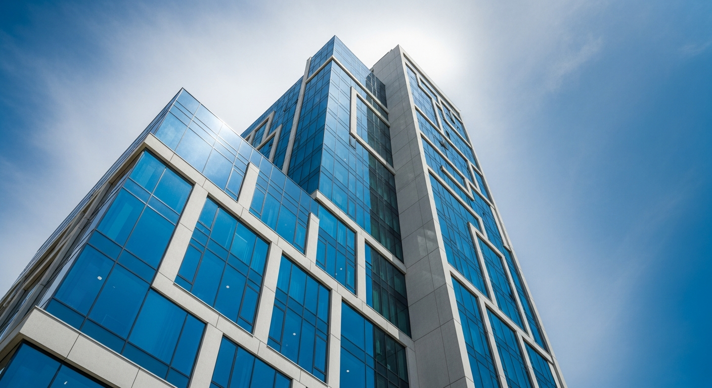 Low angle of hotel high-rise building