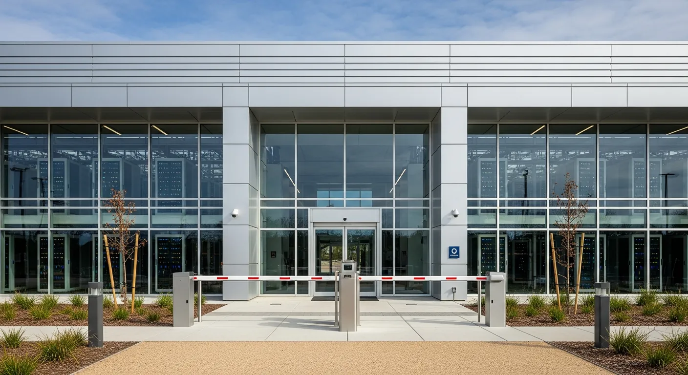 Modern data center building exterior