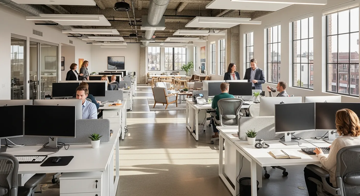 Modern office workspace environment