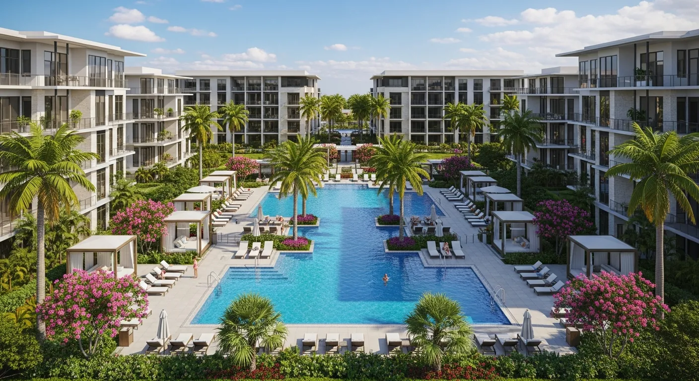 Tropical resort-style apartment complex